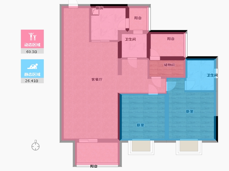 广东省-佛山市-奥园弘阳公园一號-75.99-户型库-动静分区