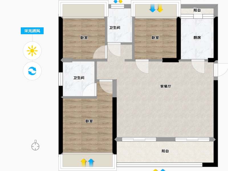 广东省-深圳市-新霖荟邑-72.65-户型库-采光通风