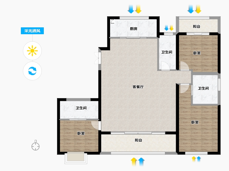 陕西省-西安市-天朗•熙湖-134.00-户型库-采光通风