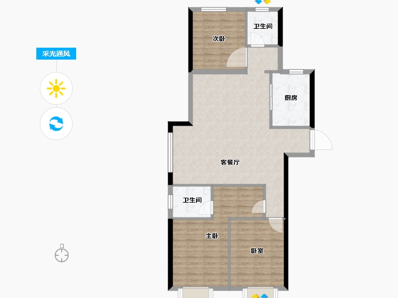 甘肃省-兰州市-万科星光都会-93.60-户型库-采光通风