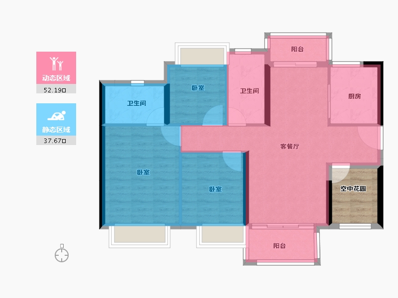 广东省-佛山市-世茂国风滨江-86.00-户型库-动静分区