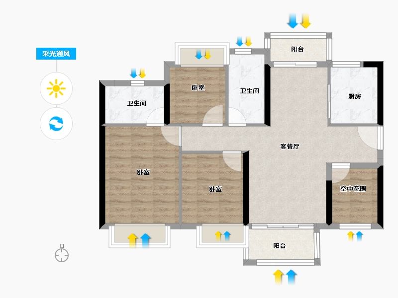 广东省-佛山市-世茂国风滨江-86.00-户型库-采光通风