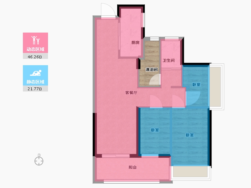 广东省-深圳市-万科光年四季花园住宅-64.01-户型库-动静分区