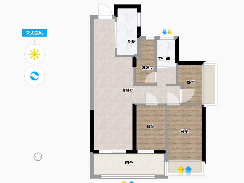 广东省-深圳市-万科光年四季花园住宅-64.01-户型库-采光通风