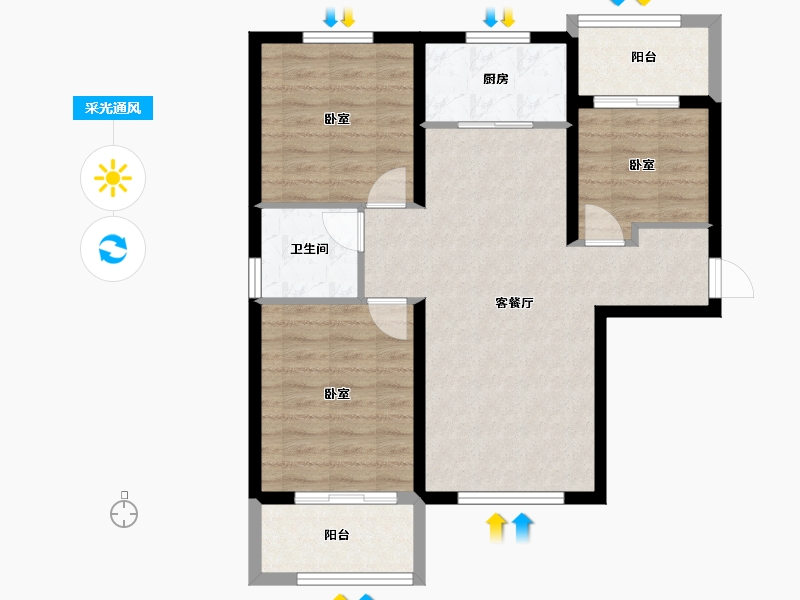 陕西省-西安市-天朗•熙湖-79.00-户型库-采光通风