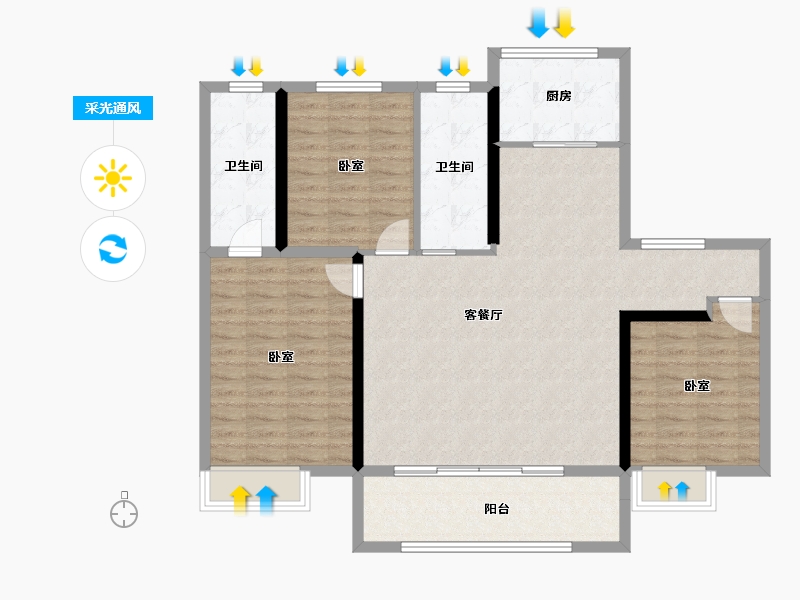 陕西省-安康市-康城雅园-109.42-户型库-采光通风