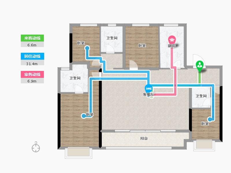 陕西省-安康市-康城雅园-136.91-户型库-动静线