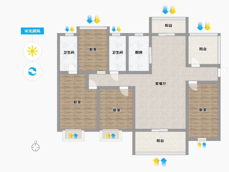 广东省-汕头市-碧桂园·濠悦湾-127.86-户型库-采光通风