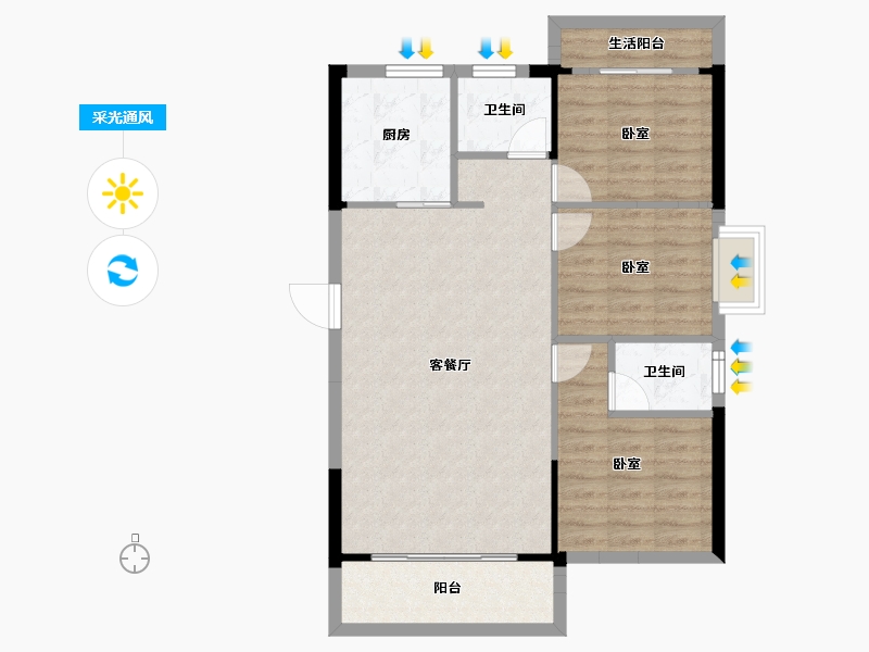 湖南省-郴州市-龙云公馆-82.98-户型库-采光通风