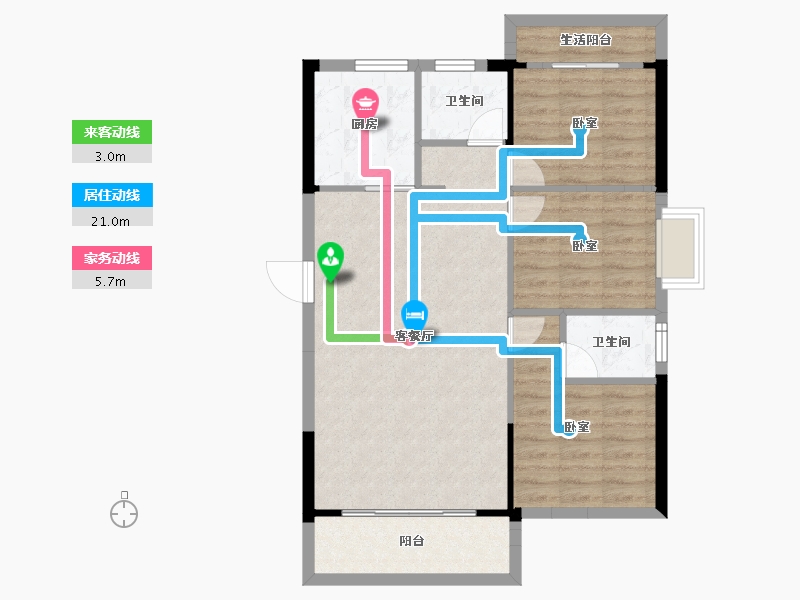 湖南省-郴州市-龙云公馆-82.98-户型库-动静线