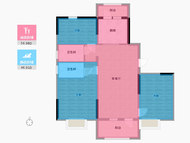 河北省-沧州市-碧桂园观澜府-93.00-户型库-动静分区