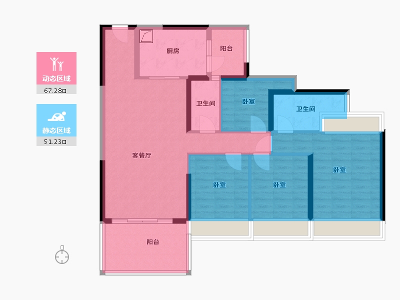 广东省-湛江市-万华城市花园-105.48-户型库-动静分区