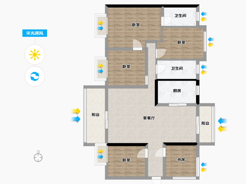 广东省-汕头市-碧桂园·濠悦湾-110.97-户型库-采光通风