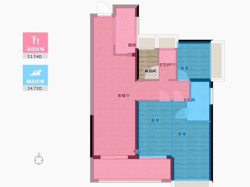 广东省-深圳市-万科光年四季花园住宅-80.00-户型库-动静分区