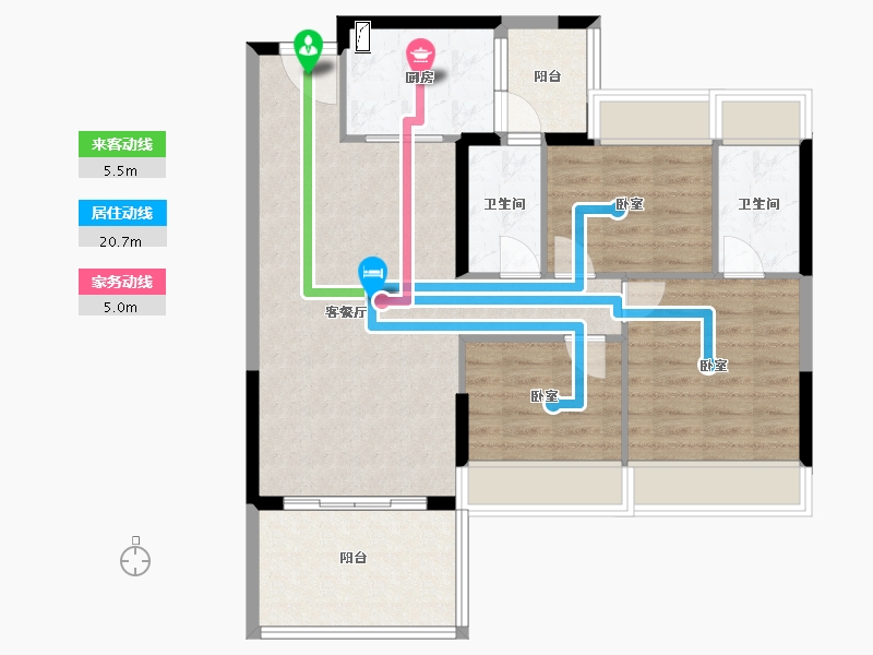 广东省-湛江市-万华城市花园-85.47-户型库-动静线