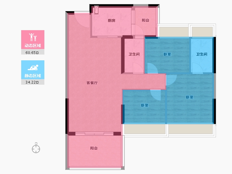 广东省-湛江市-万华城市花园-85.47-户型库-动静分区