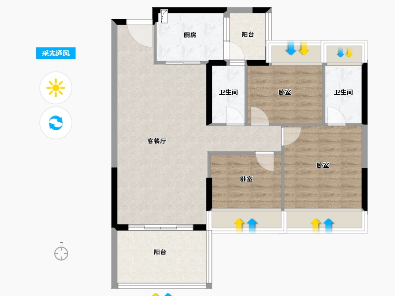 广东省-湛江市-万华城市花园-85.47-户型库-采光通风