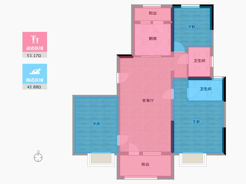 河北省-沧州市-碧桂园观澜府-86.12-户型库-动静分区