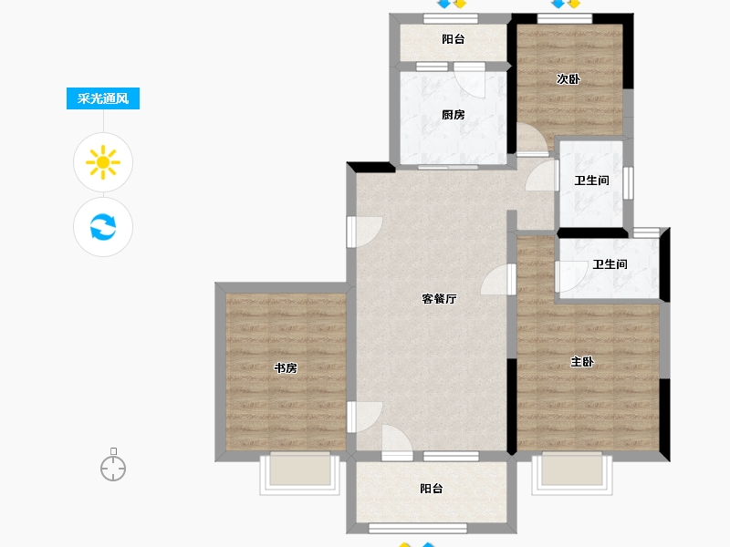 河北省-沧州市-碧桂园观澜府-86.12-户型库-采光通风