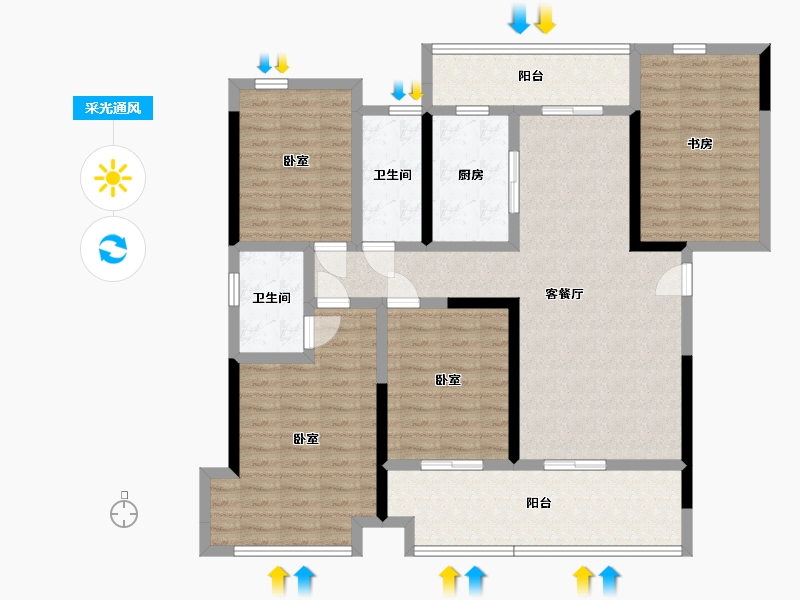 湖南省-邵阳市-东方凤凰城-122.37-户型库-采光通风