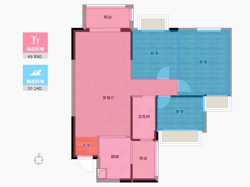 四川省-雅安市-碧桂园天澜府-72.41-户型库-动静分区