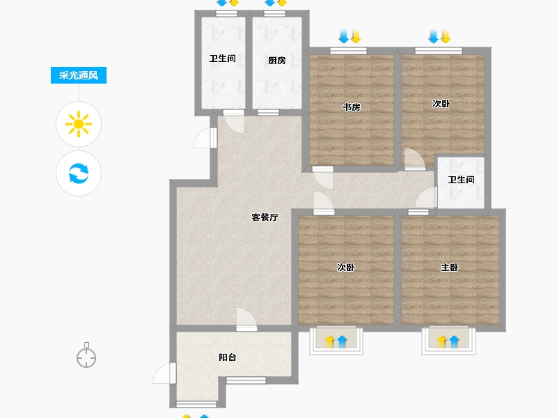 山东省-淄博市-水岸新城-116.00-户型库-采光通风