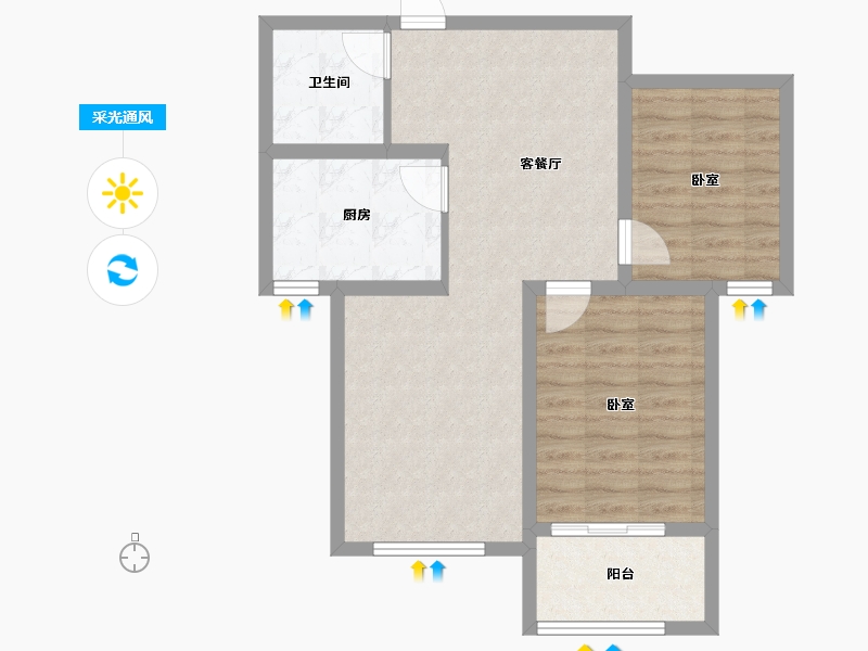 山东省-潍坊市-和扬万悦城-70.84-户型库-采光通风