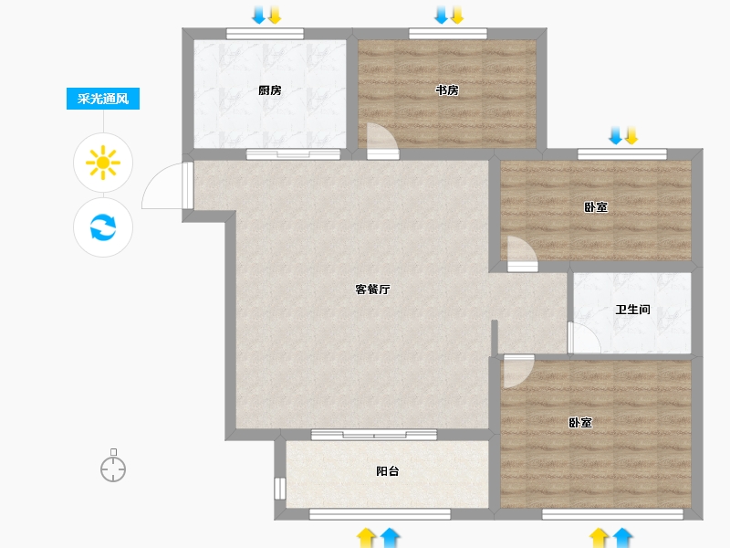 山东省-潍坊市-汶水花园-92.00-户型库-采光通风