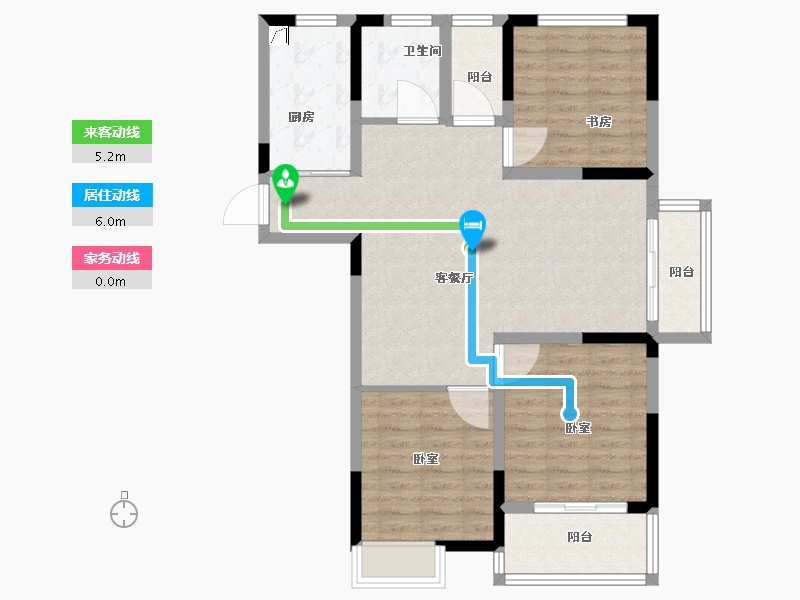 江苏省-泰州市-阳光瑞城-87.71-户型库-动静线