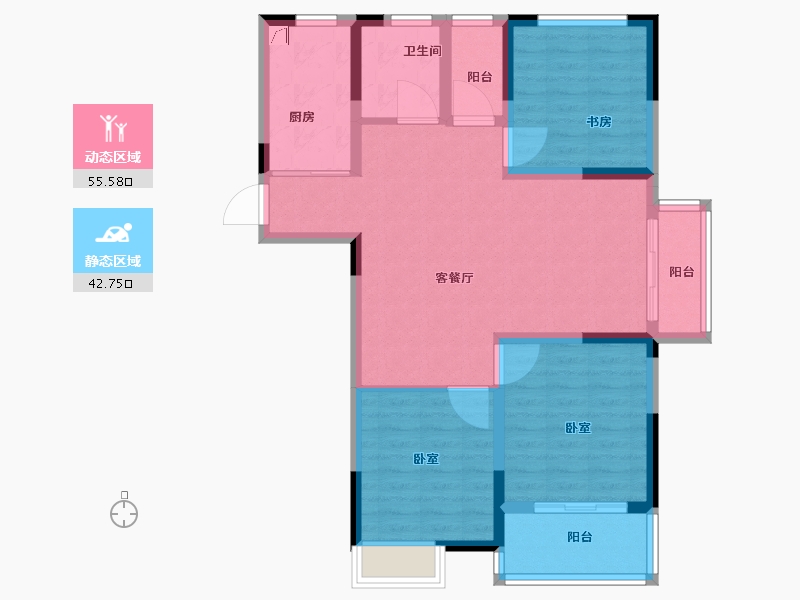 江苏省-泰州市-阳光瑞城-87.71-户型库-动静分区