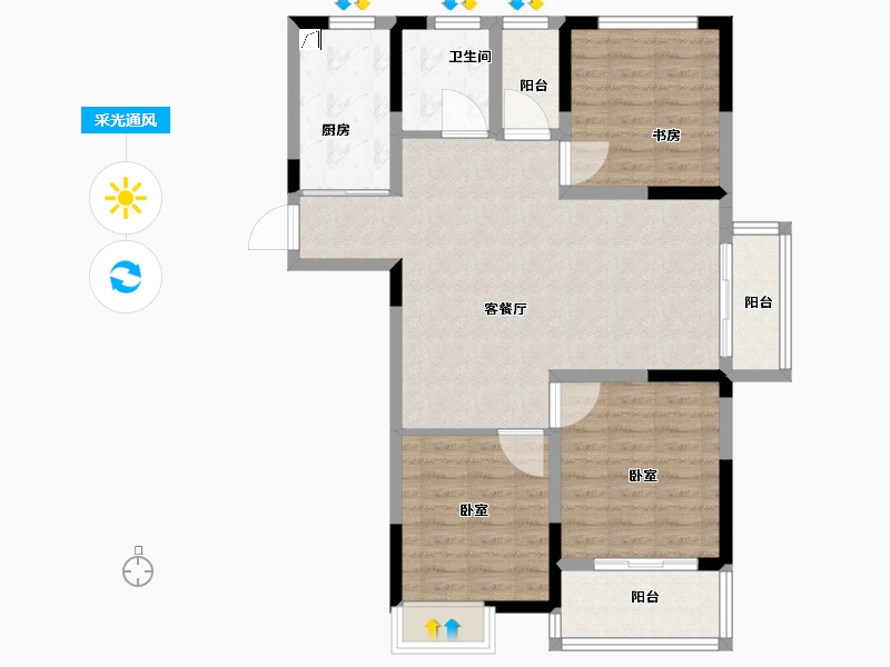 江苏省-泰州市-阳光瑞城-87.71-户型库-采光通风