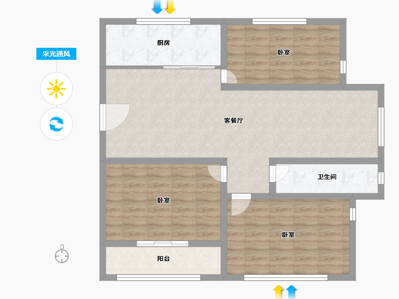 山东省-潍坊市-汶水花园-94.00-户型库-采光通风