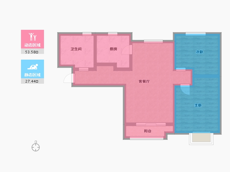 山东省-淄博市-绿茵·名宇桂花园-71.20-户型库-动静分区