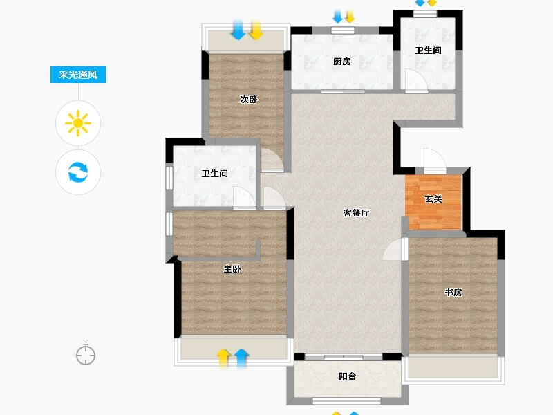 山东省-枣庄市-富翔庄园-104.00-户型库-采光通风