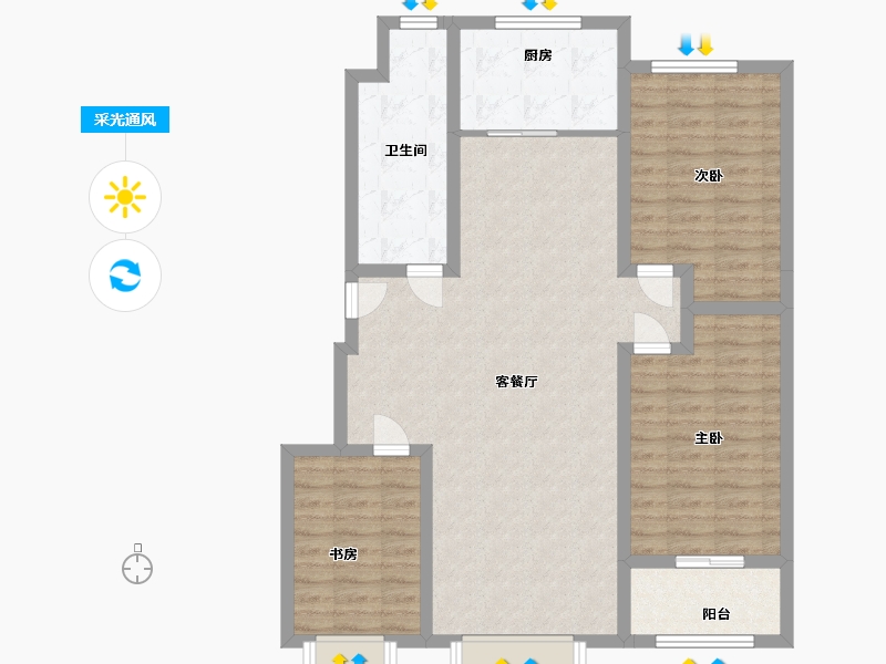 山东省-淄博市-颐中山水缘-102.00-户型库-采光通风