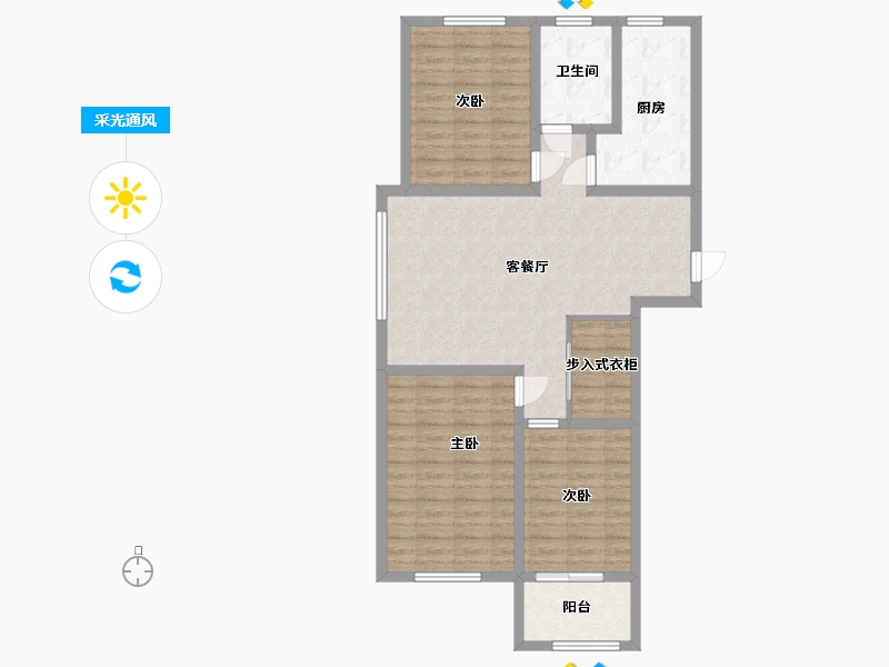 山东省-淄博市-学府雅居-96.00-户型库-采光通风