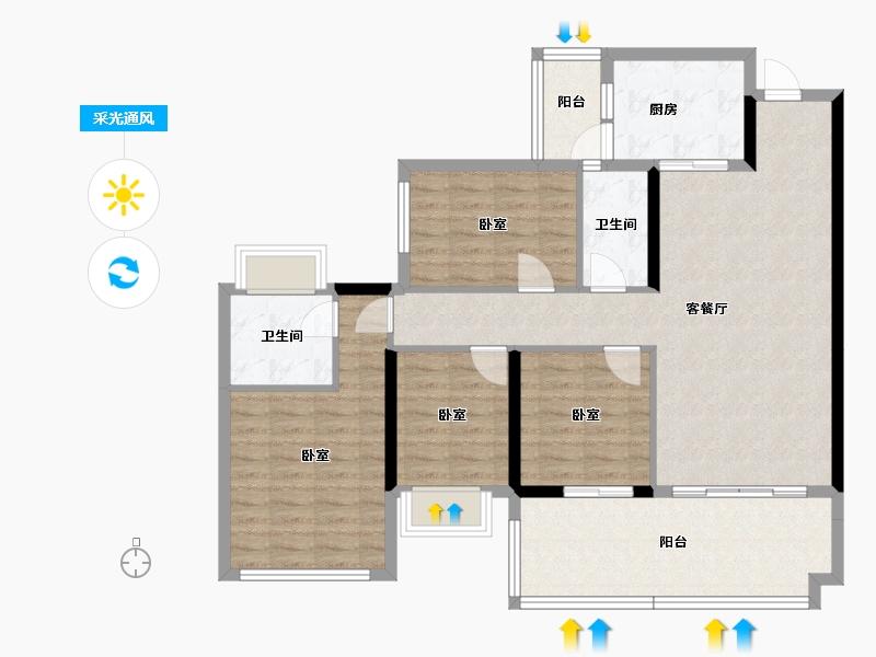 四川省-乐山市-瑞松中心城-108.58-户型库-采光通风