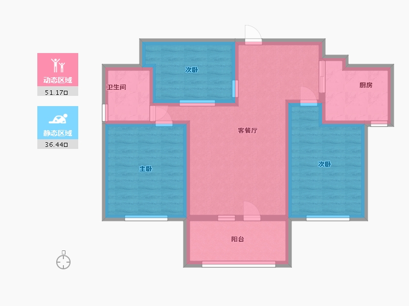 山东省-淄博市-水岸新城-76.80-户型库-动静分区