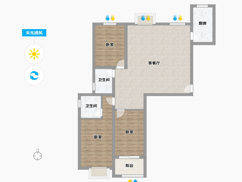 山东省-潍坊市-和扬万悦城-96.00-户型库-采光通风