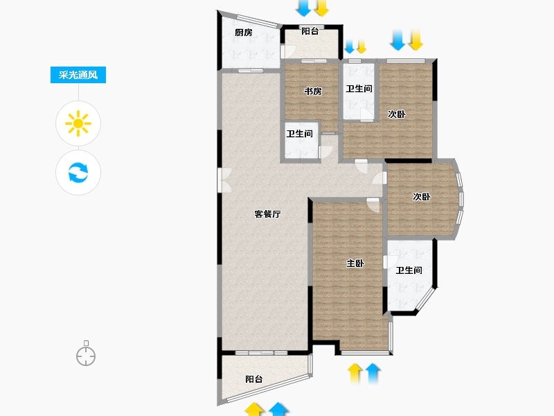 山东省-淄博市-黄金国际-203.72-户型库-采光通风