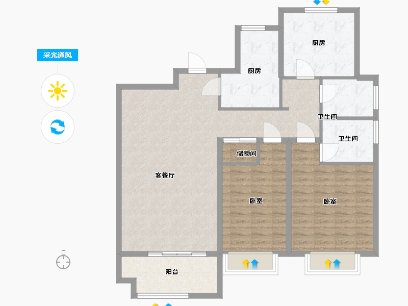 山东省-日照市-浮来春公馆-108.04-户型库-采光通风