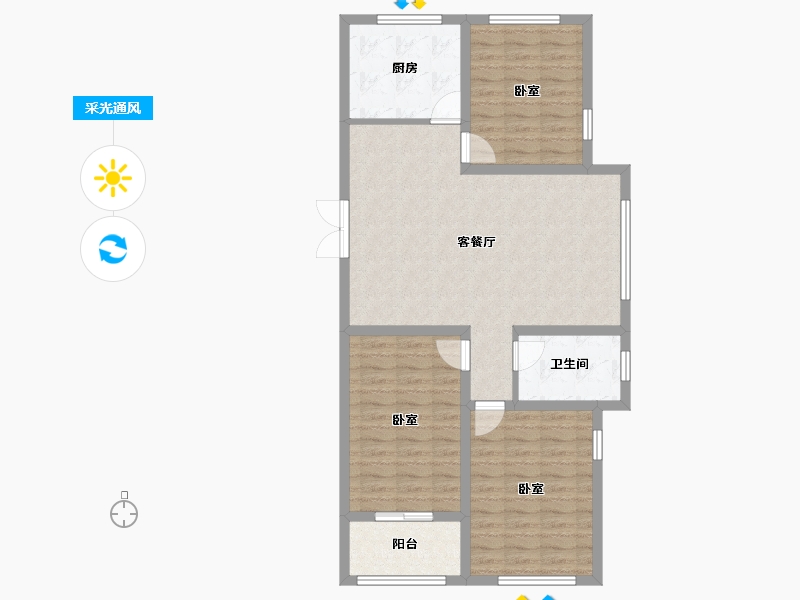 山东省-潍坊市-汶水花园-94.00-户型库-采光通风