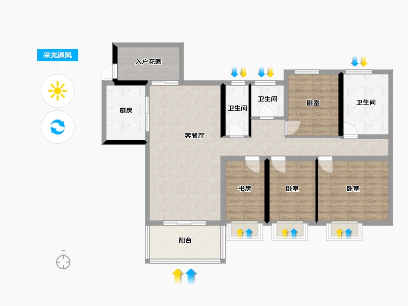 四川省-乐山市-瑞松中心城-118.57-户型库-采光通风