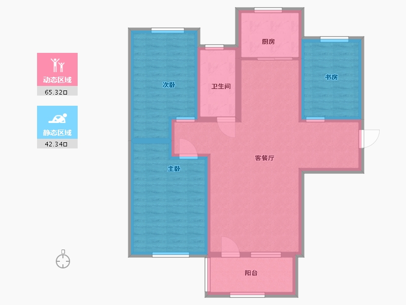 山东省-淄博市-方正·凤凰国际-96.00-户型库-动静分区