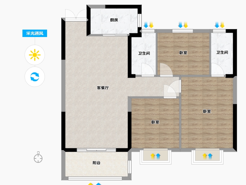 湖北省-黄石市-宏维星湖湾-97.58-户型库-采光通风