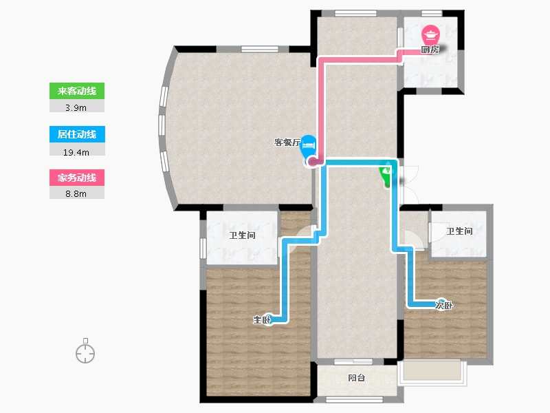 山东省-淄博市-黄金国际-132.60-户型库-动静线