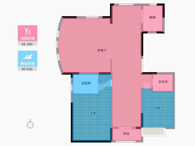 山东省-淄博市-黄金国际-132.60-户型库-动静分区