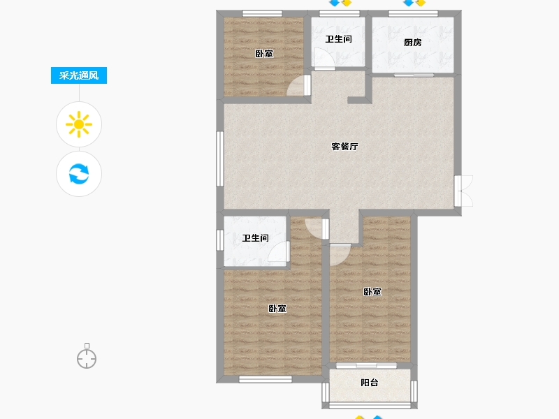 山东省-济宁市-亿丰时代广场二期-104.00-户型库-采光通风