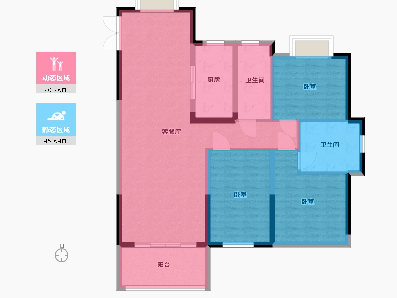 湖北省-黄石市-宏维星湖湾-105.30-户型库-动静分区