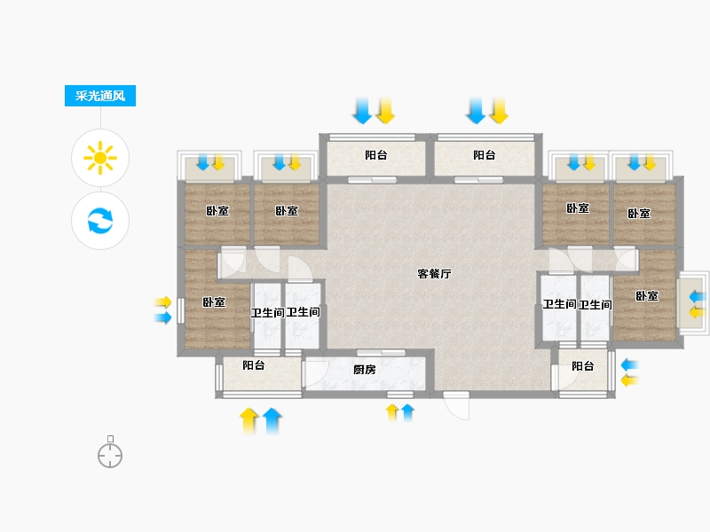 广东省-汕头市-盛荟花园-105.90-户型库-采光通风